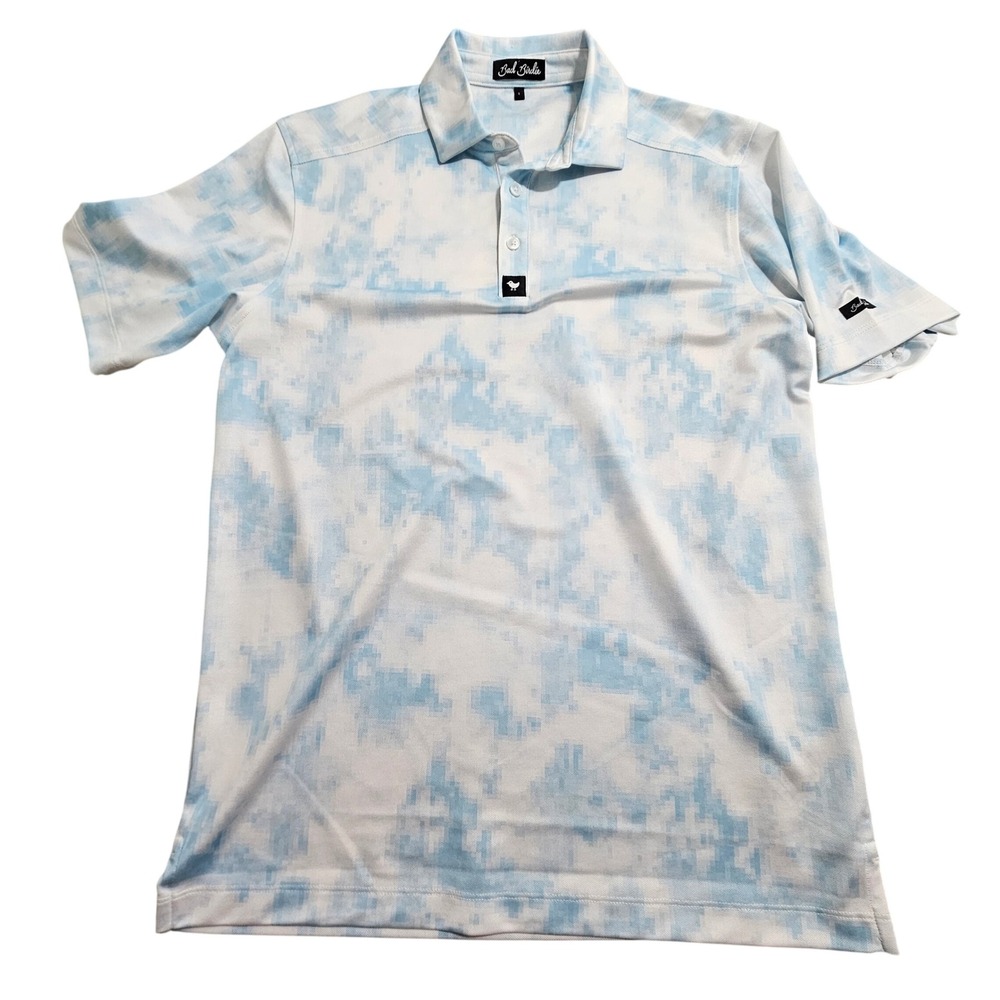 Bad Birdie Polo Shirt Mens Small Blue White Digital Camo Golf BBMP007-640A